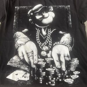 Poker Popeye Graphic TShirt Black Size Small